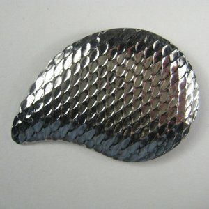 Dress Clip Silvertone Abstract Texture Modern 2.2 In for Fur Scarf Pin Vintage